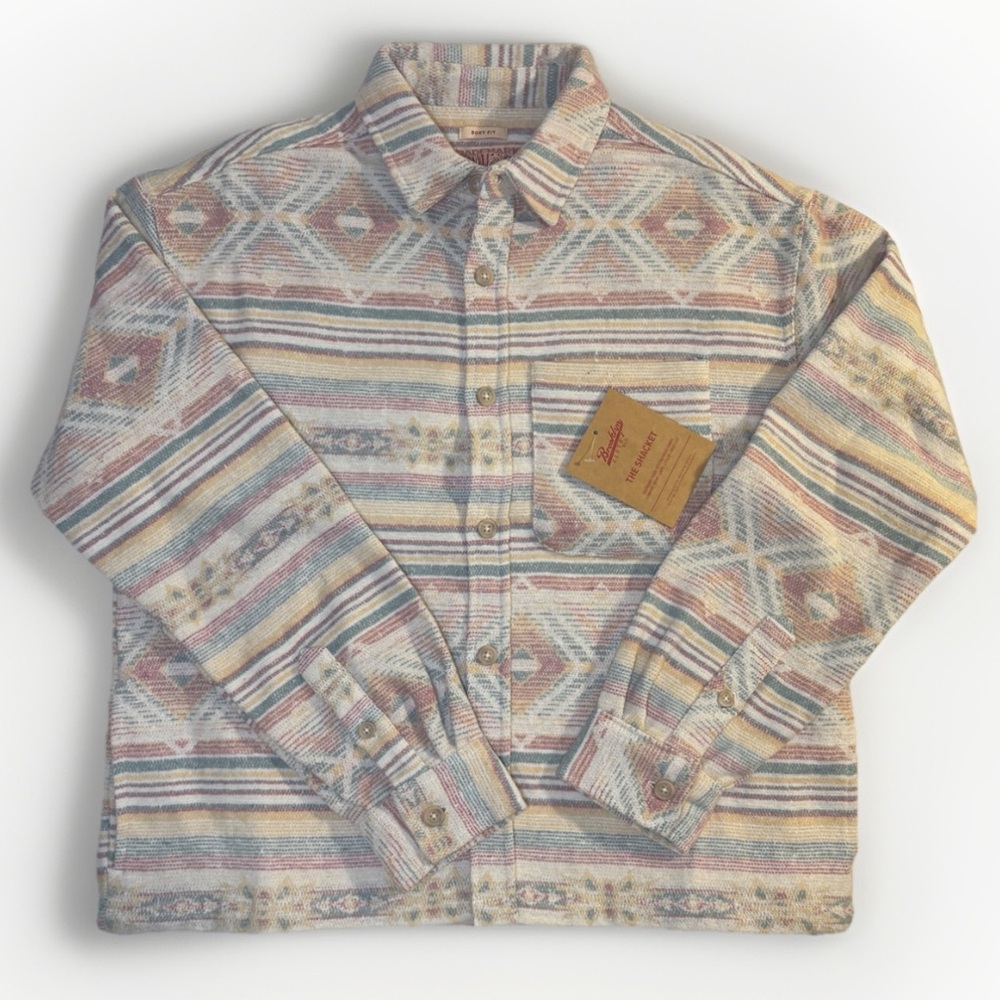 Brooklyn Cloth Boxy Fit Baja Blanket Print Overshirt “The Shacket” Size S NWT